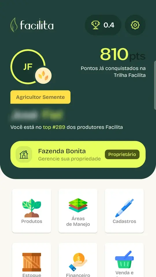 Tela do aplicativo Facilita Bem Diverso