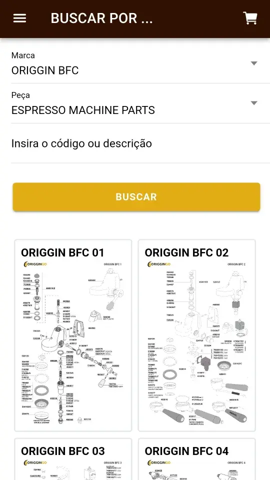 Tela do aplicativo OrigginGo