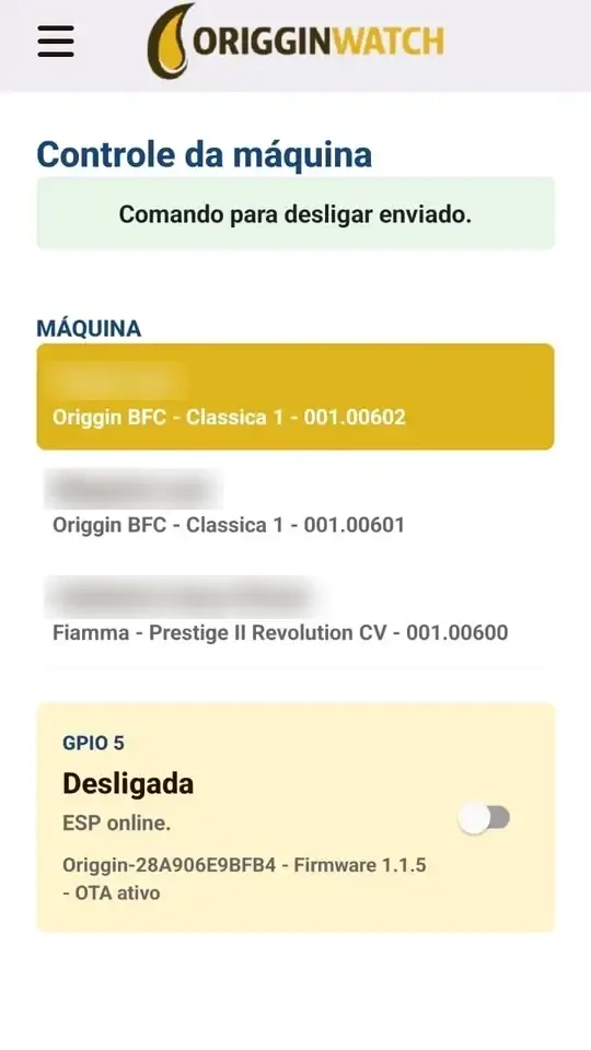 Tela do aplicativo OrigginWatch
