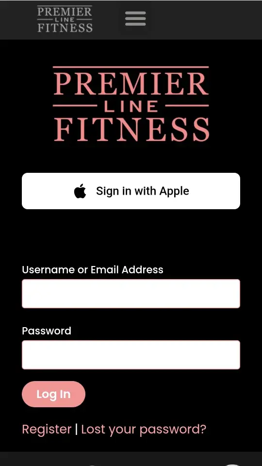 Tela do aplicativo Premier Line Fitness