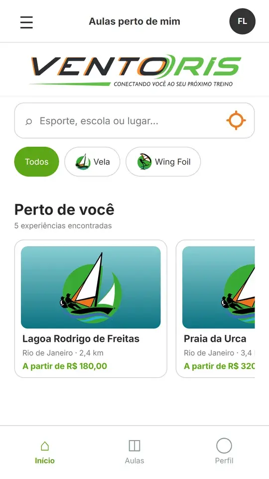 Tela do aplicativo Ventoris