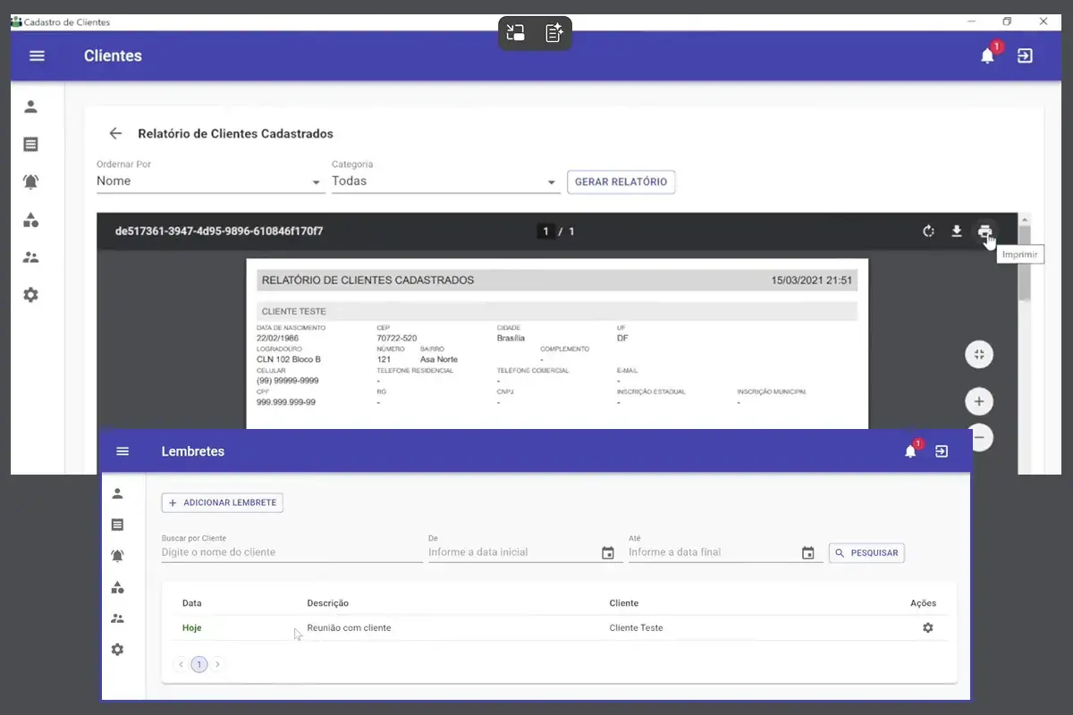 Cadastro de Clientes